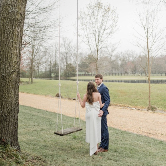 Lulus Fabulous Phenomenon White Strapless Bow Midi Dress Size Small - Picture 5 of 9